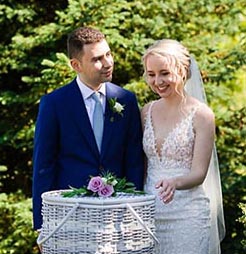Bride and groom release